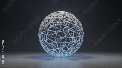 White sphere with an open lattice structure