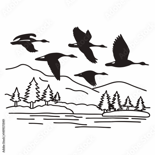 Black flying bird silhouette vector set collection