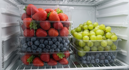 Fototapeta Naklejka Na Ścianę i Meble -  Fresh fruits in refrigerator storage