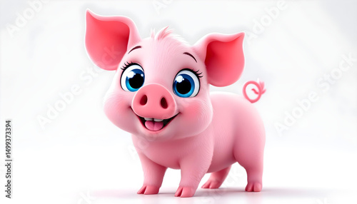 3d pink piggy bank isolated on white