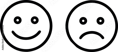 Happy and sad face icon. Smiley and sad face emoji. 