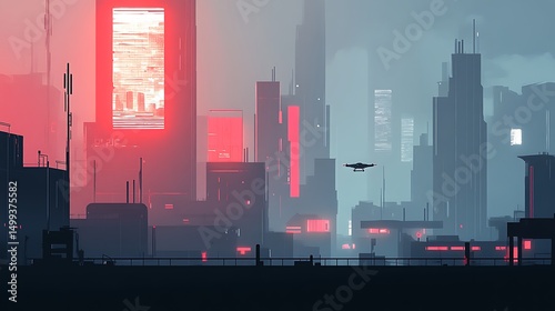 Designer imagines cyberpunk cityscape with neon glow for digital dawn blending futuristic technology and vibrant urban atmosphere concept.