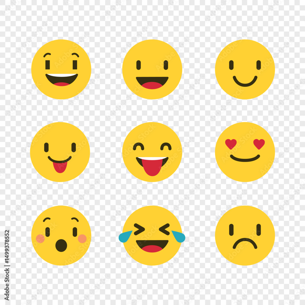 Fototapeta premium Feedback emoji icons vector. Collection of emoji reactions for social media