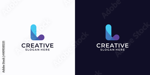 Colorful L letter logo technology