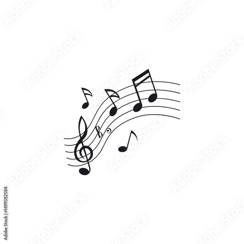 Music notes vector illustration on background