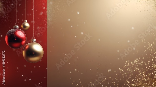 Christmas themed backgrounds and templates,Christmas ball decoration and red gold background design that is minimalist, modern and premium 