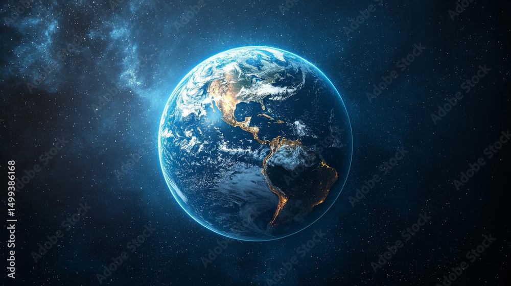 Obraz premium Planet Earth is shrouded in a network grid. Space technology, Internet coverage of Earth