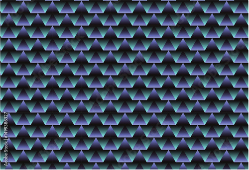 geometric pattern featuring rows of repeating triangles in shades of purple and teal, forming an optical illusion of a diagonal pattern