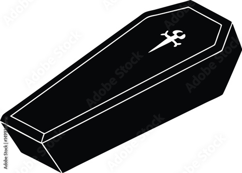 Halloween coffin silhouette vector illustration.