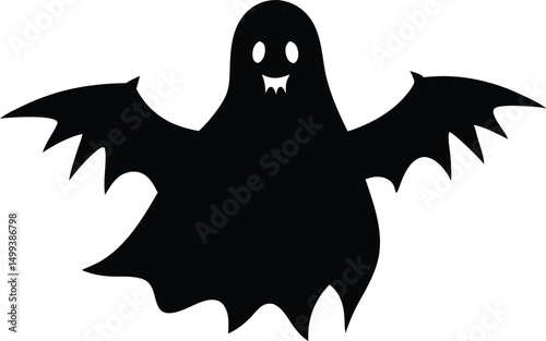 Halloween ghost silhouette vector illustration.