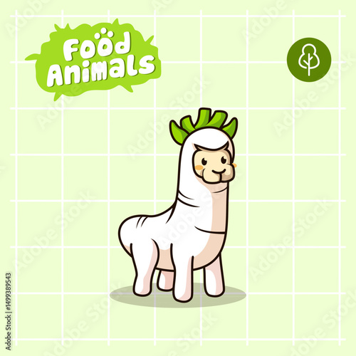 alpaca radish cartoon mascot logo character