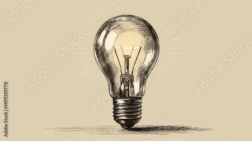 A High Resolution image of sketched vintage lightbulb illuminates ideas.