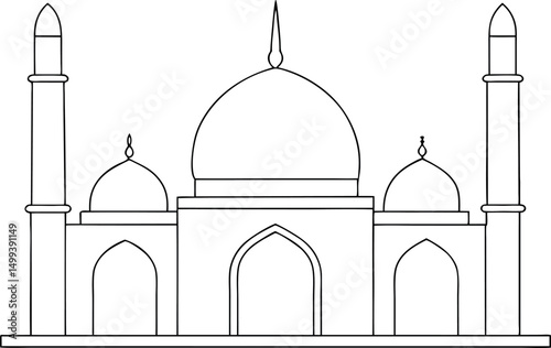 Simple line drawing mosque