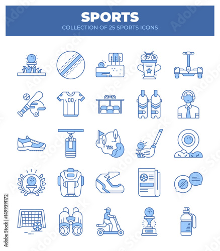 Collection of 25 Sports Icons. A Visual Guide to Various Sports