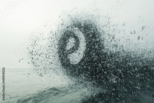 Abstract digital explosion over water