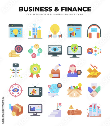 Collection of 25 Business and Finance Icons