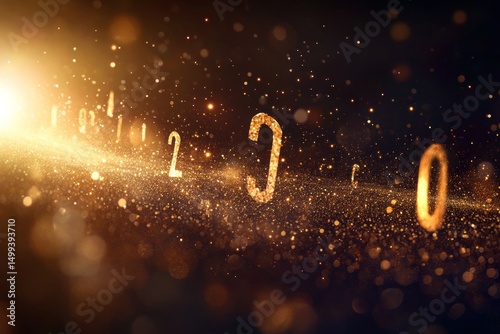 Golden numbers in a glittering background