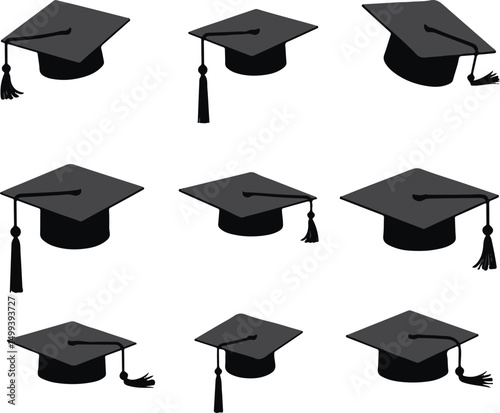 Graduation caps collection diverse designs for banners and ads
