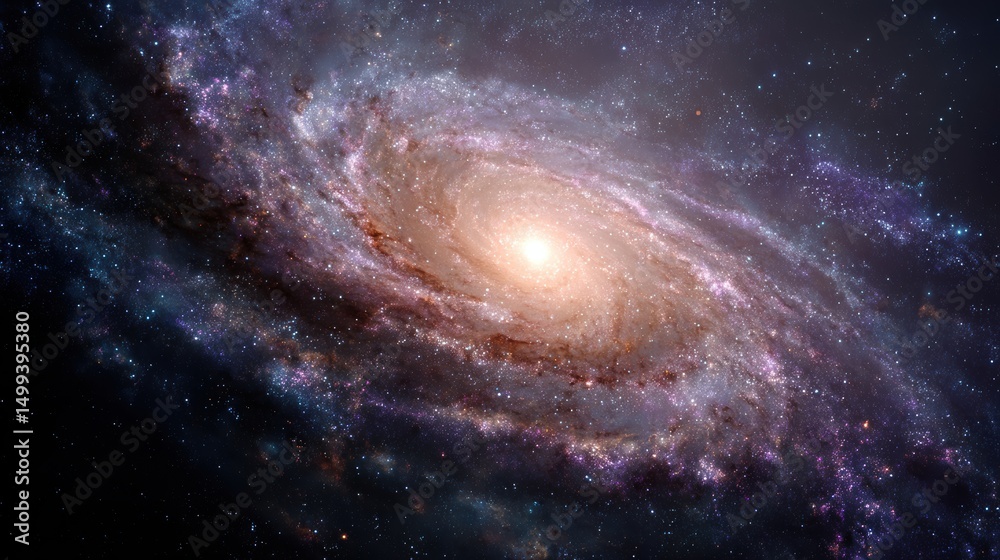 Fototapeta premium A High Resolution image of spiral Galaxy with Stars Background Shining Nebula Deep Space with Galaxy Stardust, Looped.