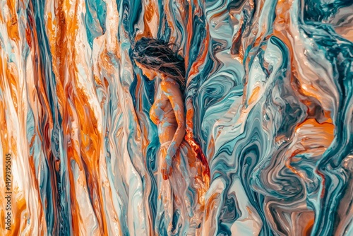 Abstract art with nude figure
