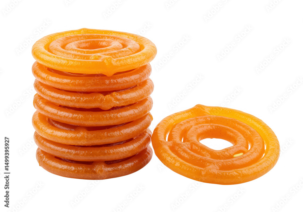 Fototapeta premium Stack of jalebi sweets isolated on transparent background