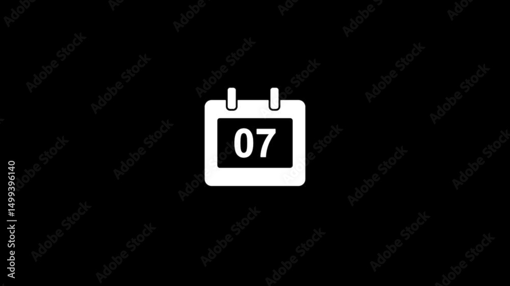 7 Day Calendar icon Animation.Simple calendar with date concept white background.