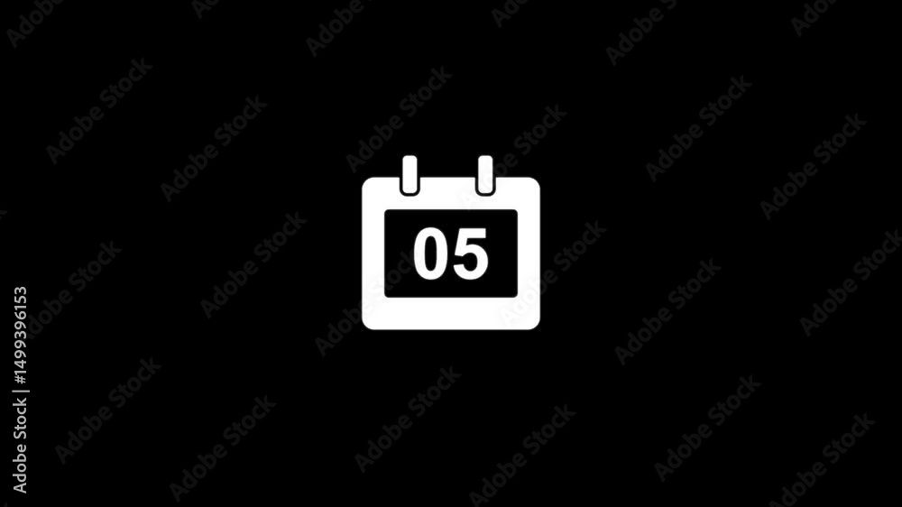 5 Day Calendar icon Animation.Simple calendar with date concept white background.