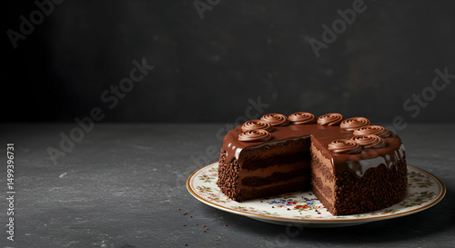 Chocolate cake, Chocolate ganache, Dessert, Delicious Chocolate Cake with Chocolate Ganache and Swirls