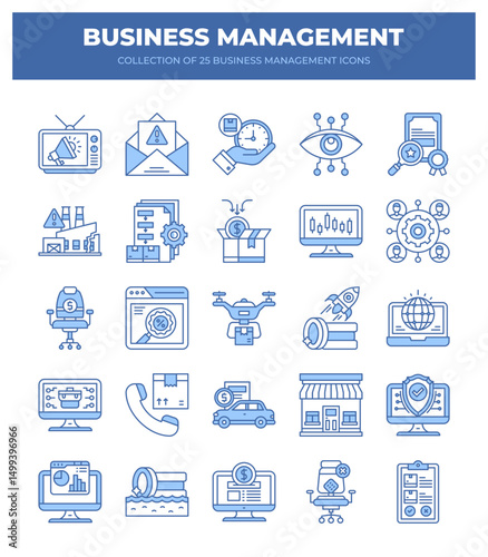 Collection of 25 Business Management Icons. Streamline Your Business Strategy
