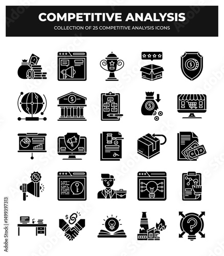 Competitive Analysis Icons: 25 Essential Icons for Business Strategy
