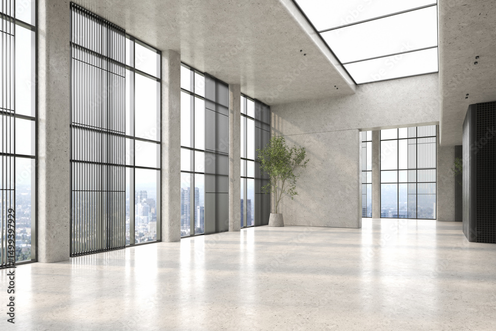 Fototapeta premium Modern style empty conceptual reception interior room 3d illustration