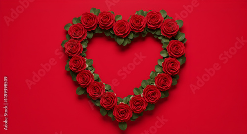 Red roses, Heart shape, Heart, Red Roses in Heart Shape on Red Background
