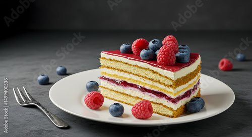 Cake, Raspberry, Blueberry, Delicious Raspberry and Blueberry Layer Cake
