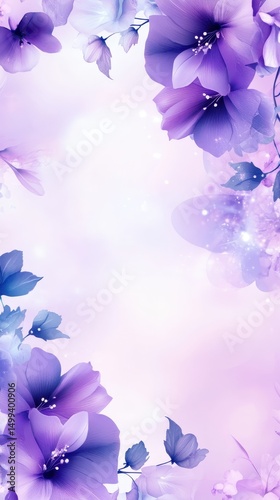 Purple floral frame on soft background