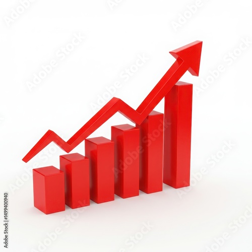 Red 3d bar graph showing upward trend Free Download Red 3d bar graph showing upward trend - GFXLoad