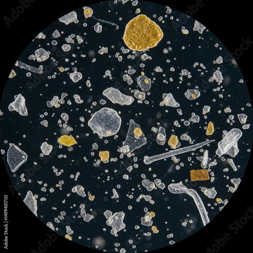 microplastic in microscope