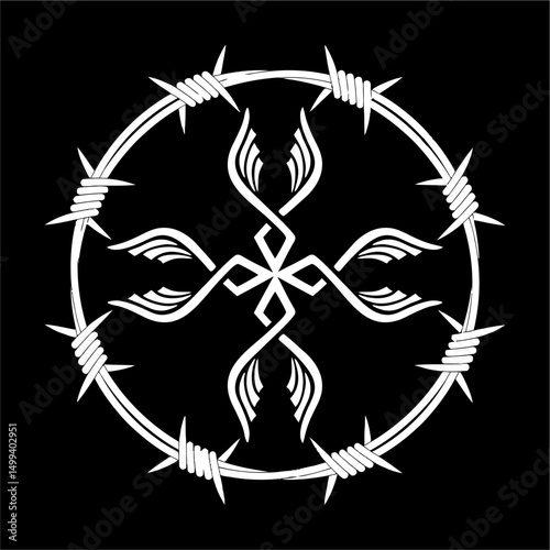 Bound Strength Within Thorns Rise Unity Energy Edge Motion Spirit. VECTOR ILLUSTRATOR