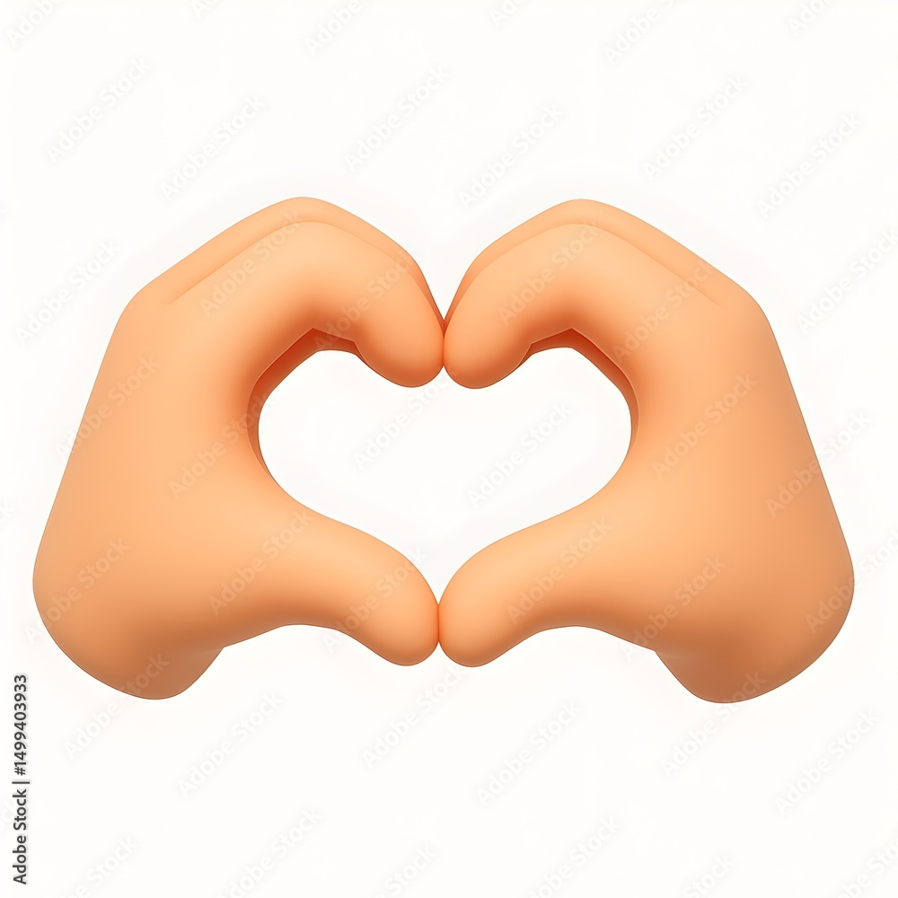 Adorable 3D Render of Hands Forming a Heart Shape Gesture expressing Love and Affection Adorable 3D Render of Hands Forming a Heart Shape Gesture expressing Love and Affection
