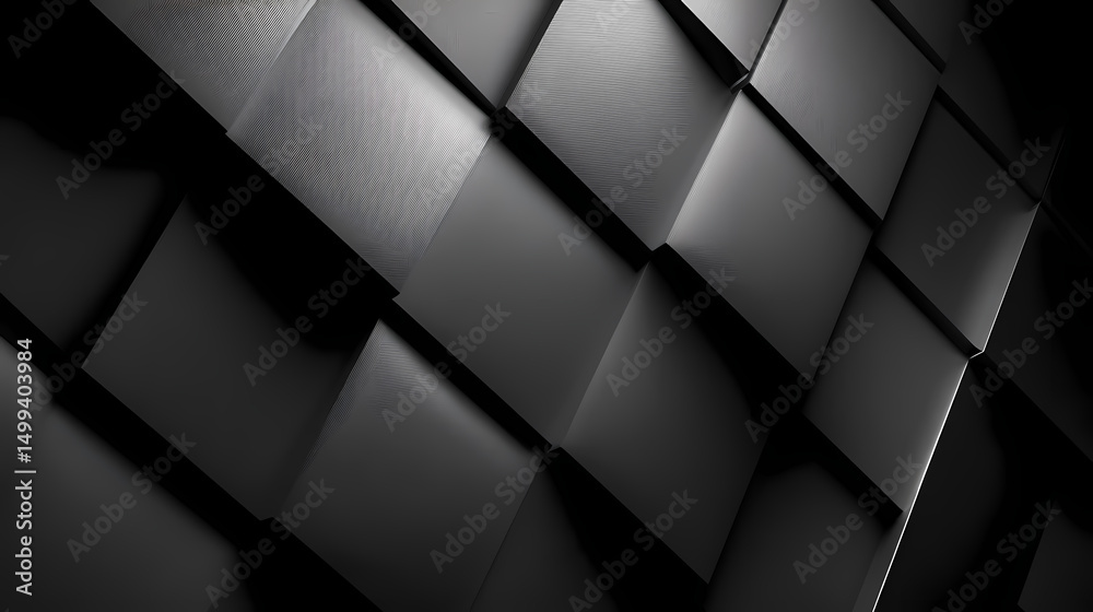 Fototapeta premium Textured Black Surface with Geometric Shapes and Light Reflection