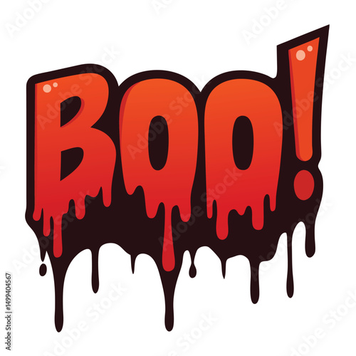 Boo Halloween text effect with dripping blood style vector illustration