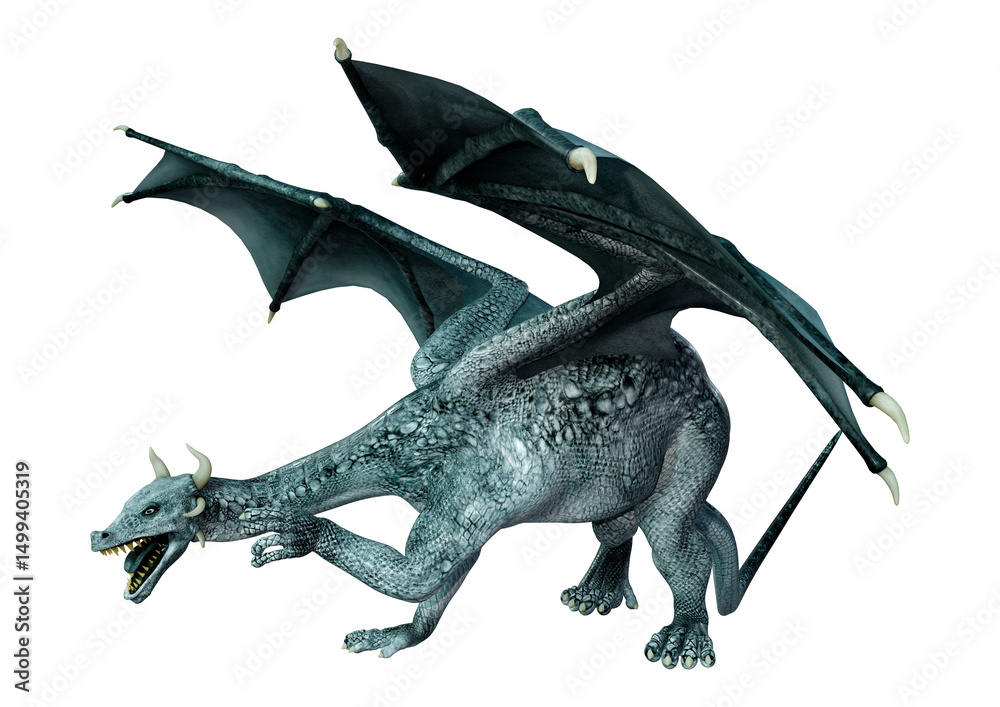 Fototapeta premium 3D Rendering Fairy Tale Dragon on White