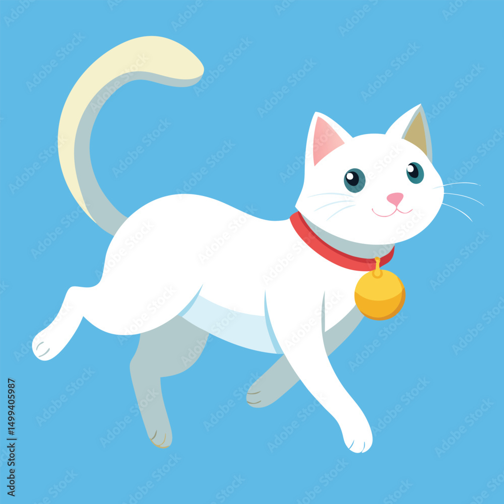 Naklejka premium Ghost cat translucent feline with floating tail vector illustration