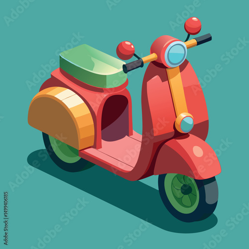 Set of Scooters 3d Render Cartoon Vector Illustration, Realistic Detailed Retro Vintage Classic Scooter in Modern Graphic Style in Different Colors.
