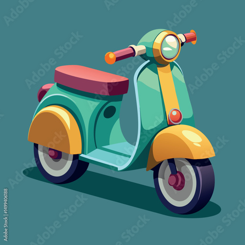 Set of Scooters 3d Render Cartoon Vector Illustration, Realistic Detailed Retro Vintage Classic Scooter in Modern Graphic Style in Different Colors.