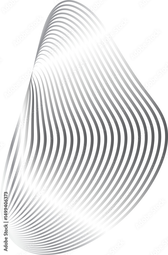 Obraz premium Circle and liquid shapes with dynamic metallic glowing silver, tech, innovation, science