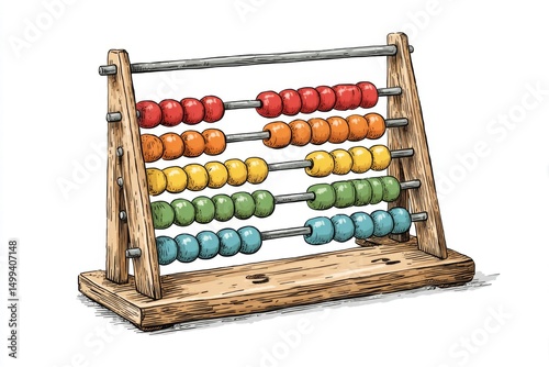 Colorful Wooden Abacus with Rainbow Beads