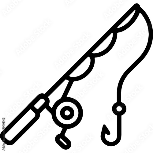 Minimalist fishing rod outline icon