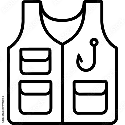 Fishing vest outline icon in minimal vector style