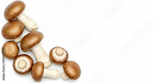 Wallpaper Mural Mushroom, Mushrooms, Brown mushroom, Fresh Brown Mushrooms on White Background Torontodigital.ca
