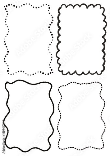 Collection of hand drawn quirky whimsical frames in black on white
